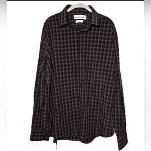 Mizzen+Main Burgundy and Black Checkered Shirt Large